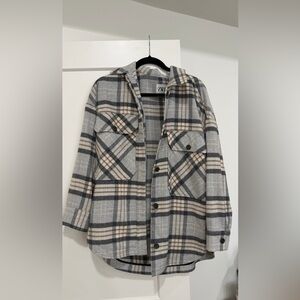 Zara Checkered Gray and Cream Jacket